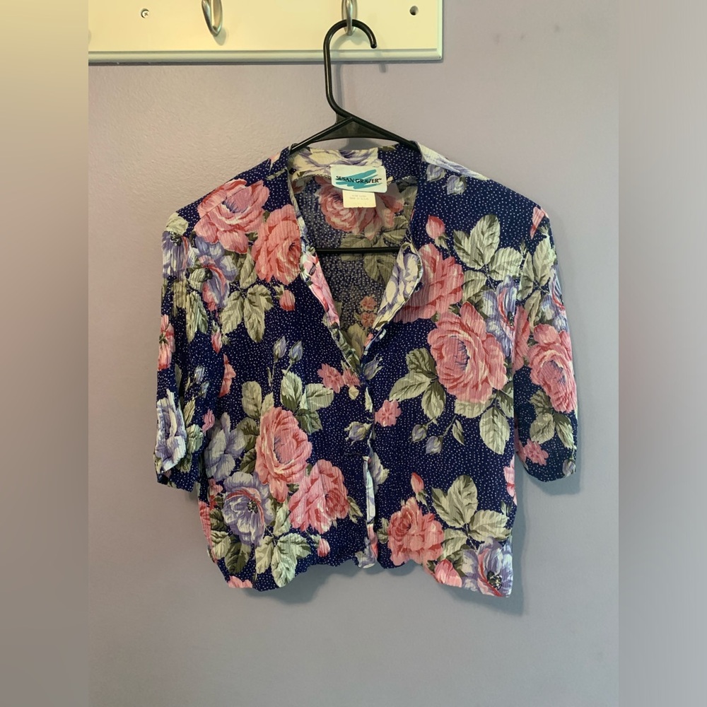 Vintage Susan Graver Set Shorts and Button Up Size 8